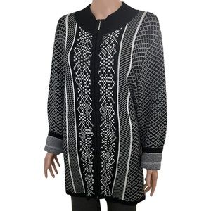 Christopher & banks knit Fair Isle diamond zip up sweater